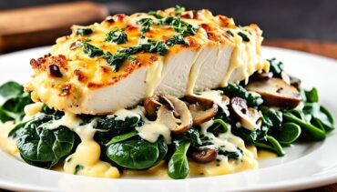 Cheesy Spinach Mushroom Chicken Bake