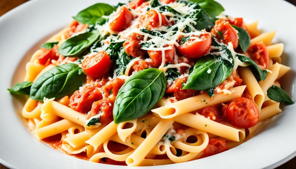 Creamy Tomato and Spinach Pasta Image