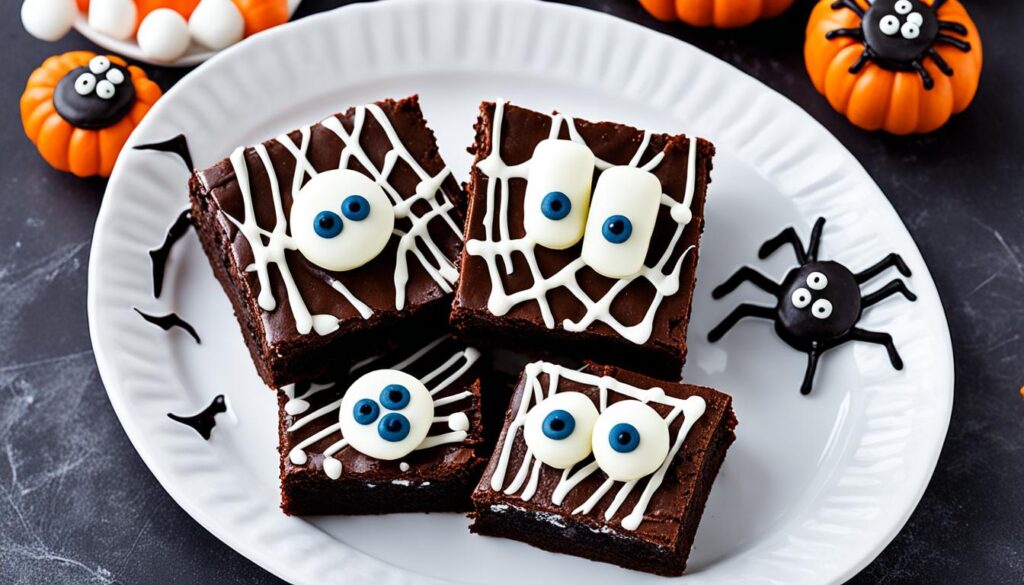 Halloween Mummy and Spiderweb Brownies