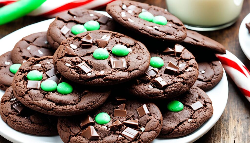 Thick Chewy Double Chocolate Mint cookies