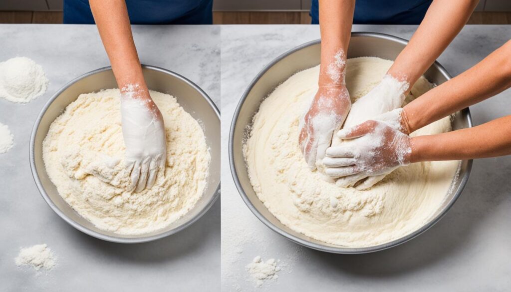 mixing French bread dough