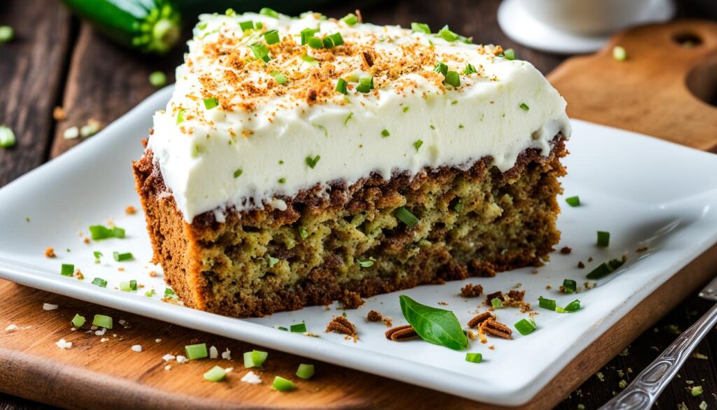 moist zucchini cake with cream cheese frosting