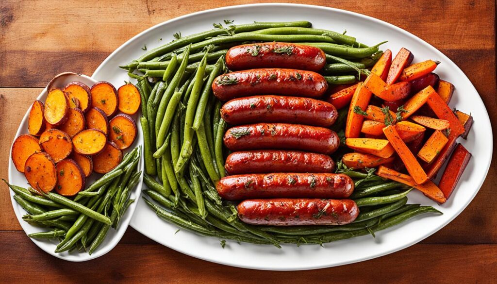 roasted vegetables and sausage